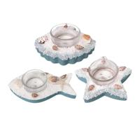 Kichvoe Tealight Holders Multi-functional for Romantic Dates 3pcs Resin Candle Holder Set with Star Fish, Fish and Seashell Shapes Mediterranean-style and Family Gatherings Table Decor