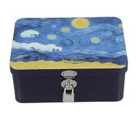 Kichvoe Vintage Airtight Cookie Tin with Lock, Medium Black Metal Storage Canister for Biscuits, Candy and Kitchen Counter Decorative Jar