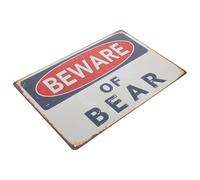Kichvoe Vintage Bear Warning Sign Iron Wall Art for Home Decor and Public Areas, Frameless Retro Bear Activity Caution Sign with Versatile Usage