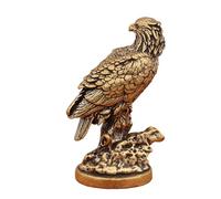 Kichvoe Vintage Brass Eagle Sculpture Large Figurine - Handmade Metal Hawk Statue for Office Desk Decoration, Miniature Brass Eagle Ornament for Bookshelf and Home Accent