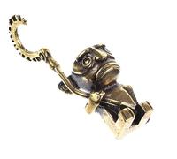 Kichvoe Vintage Copper Robot Guard Figurine, Miniature Ancient Sanxingdui Desktop Statue, Chinese Style Copper Craft Ornament for Home and Office Decor