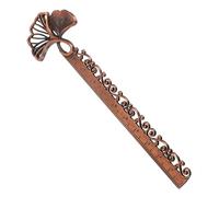 Kichvoe Vintage Dual Functionality Zinc Alloy Straight Edge Ruler and Bookmark Clips Metal Ruler with Artistic Ginkgo Leaf Design, for Home, School, or Library Use