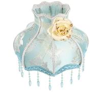 Kichvoe Vintage Victorian Cloth Lampshade with Blue Beaded Fringe Tassel Decoration, Soft and Comfortable Illumination for Women Bedroom Or Study Room