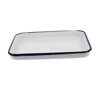 Kichvoe Vintage White Enamel Tray, Nonstick Rectangular Roasting Pan with Smooth Delicate Surface, Easy to Clean, for Cakes, Cookies and Pies, Oven Bakeware for Home Use