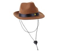 Kichvoe Wear-resistant Puppy Accessory Polyester Dog Cowboy Hat Brown Star Decoration for Pet Costume and Outdoor Use