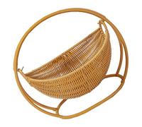 Kichvoe Wicker Fruit Basket Stand Boat-Shaped Countertop Fruit Bowl with Swinging Banana Hammock Decorative Picnic Basket for Kitchen Storage