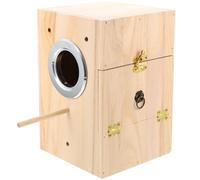 Kichvoe Wooden Bird Breeding Box Nest for Parakeet Budgie Cockatiel with Small Size Suitable for Household Bird Care (Beige)