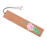 Kichvoe Wooden Bookmarker Painted Water Lily Design, Multipurpose and Easy to Carry, Simple Style Wood Page-Marker for Reading and Office Use