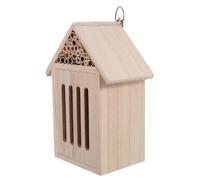 Kichvoe Wooden Insect Hotel for Garden Outdoor Use, Natural Bee House with Nesting Boxes, Ladybug and Mason Bee Shelter, 11x9x21cm Natural Wood Insect Habitat for Backyard Wildlife