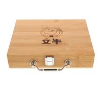 Kichvoe Wooden Mini Mahjong Box with Handle, Traditional Chinese Mahjong Tiles Storage Case, Portable Vintage Keepsake Organizer for Travel and Home Use