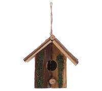 Kichvoe Wooden Tree Bark Birdhouse Hanging Design Cottage Style Ventilated Structure Rustic Charm Natural Material Handmade Bird Nest for Small Birds in Parks and Balconies