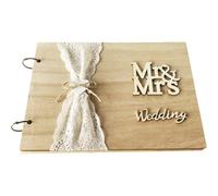 Kichvoe Wooden Wedding Sign in Book 10-page Mrmrs Guest Signature Book for Wedding Reception Engagements with DIY Rustic Design