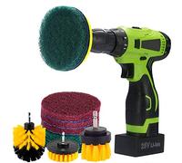 Kichwit 4 Inch Drill Power Brush Tile Scrubber Scouring Pads Cleaning Kit, 2 Inch Small Brush Included, Heavy Duty Household Cleaning Tool (Drill NOT Included)