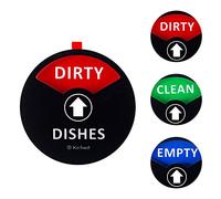 Kichwit Clean Dirty Dishwasher Magnet with The 3rd Option “Empty”, Non-Scratch Strong Magnet Backing, Residue Free Adhesive Included, 3.5” Diameter, Black