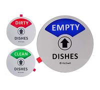 Kichwit Clean Dirty Dishwasher Magnet with the 3rd Option “EMPTY”, Non-Scratch Strong Magnet Backing & Residue Free Adhesive, 3.5” Diameter, Silver