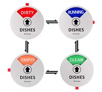 Kichwit Dishwasher Magnet Clean Dirty Sign Indicator with Running and Empty Options, Works on All Dishwashers, Non-Scratch Strong Magnetic Backing, Residue Free Adhesive Included, 4 Inch, Silver
