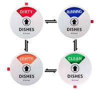 Kichwit Dishwasher Magnet Clean Dirty Sign Indicator with Running and Empty Options, Works on All Dishwashers, Non-Scratch Strong Magnetic Backing, Residue Free Adhesive Included, 4 Inch, White