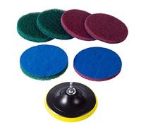 Kichwit Drill Powered Brush Tile Scrubber Scouring Pads Cleaning Kit, 2 Different Stiffness, Disc Pad Holder With 6 Scrubbing Pads, Cleans Large Flat Areas Perfectly 5-Inch