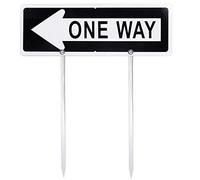 Kichwit One Way Metal Sign with Left Arrow, 17.7" x 5.9", Reflective Aluminum, Metal Stakes Included, Rust Free, Weather Resistant, for Outdoor Use