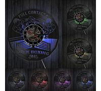 Kick Boxing Gym Decor Clock Boxing Gloves Punching Bag Infighters Vinyl Record Wall Clock Fighting Sports Boxers Scrappers Gift LED lights