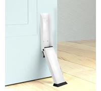 Kick Down Door Holder with No Drilling Required, Foot Operated for Hands Use, Compatible with Wood, Vinyl, Tile, Carpet, and Concrete Flooring, Metal with Rubber Feet (White)