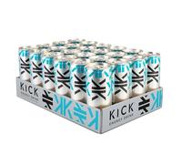 Kick Energy Drink Cans | 24 x 250ml Drinks Case | Low Sugar, Low Calorie | Caffeine, Taurine and Vitamin B | 80mg of Caffine per can | Sparkling Energy Drinks | 24 Cans Case Pack | Only 55 Calories