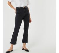 Kick Flare Jeans in Organic Cotton with High Waist, Length 26" Brushed Black