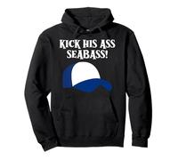 Kick His Ass Seabass Funny Retro Humor Design Pullover Hoodie