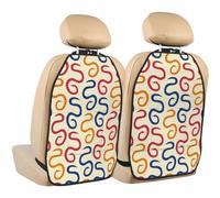 Kick Mats with Backseat Car Organizer 2 Pack - Artsy Cartoon Cute Snake Colorful Adjustable Car Seat Organizer Backseat for Back Seat Protector, Waterproof Seat Back Protector for Universal Car