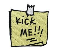 Kick Me Note Patch Iron On | Funny Badge, Biker Embroidery, Denim Jacket Applique, Humorous Quote Sew-On - Finally Home