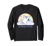 Kick Monday in The Balls Rainbow Cat Long Sleeve T-Shirt