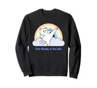 Kick Monday In The Balls Rainbow Cat Sweatshirt