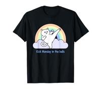 Kick Monday in The Balls Rainbow Cat T-Shirt