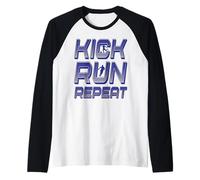 Kick Run Repeat Soccer Player Motivation Football Art Raglan Baseball Tee