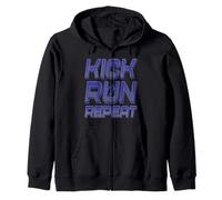 Kick Run Repeat Soccer Player Motivation Football Art Zip Hoodie