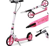 Kick Scooter, 2-Wheel Foldable Adult Scooter with Adjustable Handlebar, Big Wheels ABEC-7 Bearings for Boys & Girls Ages 8-12+ (Pink White)