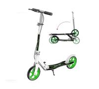 Kick Scooter for Adults Teens Kid Foldable Lightweight Sport Scooters with Hand Brake Adjustable Height Folding, Large Wheels Durable Load 300 LBS White