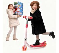 Kick Scooter for Kids 4-8, 2 Light Up Wheels, Heavy Duty Scooter with 3 Height Adjustable Handlebars, Rear Break, Widen Anti-Slip Deck, Max Load 110 Lbs for Boys Girls Ages 3+, 4.7Lbs Lightweight