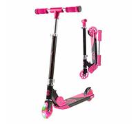 Kick Scooter for Kids Ages 6-12 - CORE Foldy Kids Scooter, 2 Wheel Light-Up LED, Easy Folding, 3 Adjustable Height Handlebar, Pro Deck for Boys & Girls, 4 Colors (Pink)
