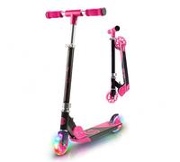 Kick Scooter for Kids Ages 6-12 - CORE Foldy Kids Scooter, 2 Wheel Light-Up LED, Easy Folding, 3 Adjustable Height Handlebar, Pro Deck for Boys & Girls, 4 Colors (Pink)