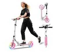 Kick Scooter for Kids Ages 8+ Teens & Adults, with Front handbrake and Rear Brake, and Adjustable Handlebars, Big Sturdy PU Flash Wheels Great Gift & Toy