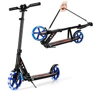 Kick Scooter for Kids, Quick Release 100KG Aluminum Folding Scooter for Age 8 and Up with LED Flashing Wheels, Shoulder Strap & Adjustable Handle Bar, Best Gift for Teens (Black)