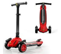Kick Scooter with Adjustable & Foldable Handlebar, Light Up & 3 Flashing Wheels, Extra Wide Deckplate, Ride on Scooter with Brake for Kids 3-10 Years Old