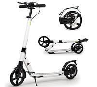 Kick Scooter with Disc Handbrake, Foldable Adjustable Handlebar Adult Push Scooter with Kickstand, Dual Brake System 200mm Wheels ABEC-7 Bearings for Boys Girls Adults Ages 14+ Gift