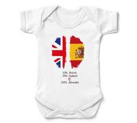 Kickass Tees 50 Percent British Spanish Babygrow Half Heritage Gift New Baby White