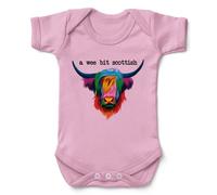 Kickass Tees A Wee Bit Scottish Babygrow New Baby Funny Joke Scotland Light Pink