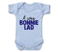 Kickass Tees A Wee Bonnie Lad Babygrow New Baby Boy Scotland Funny Light Blue