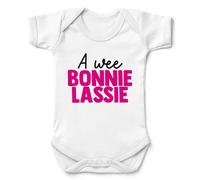 Kickass Tees A Week Bonnie Lassie Babygrow Scotland Funny New Baby Girl White