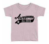 Kickass Tees Awesome Since 2015 Kids T-Shirt 8th Birthday 8 Years Old Gift Celebration Light Pink