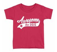 Kickass Tees Awesome Since 2015 Kids T-Shirt 8th Birthday 8 Years Old Gift Celebration Red